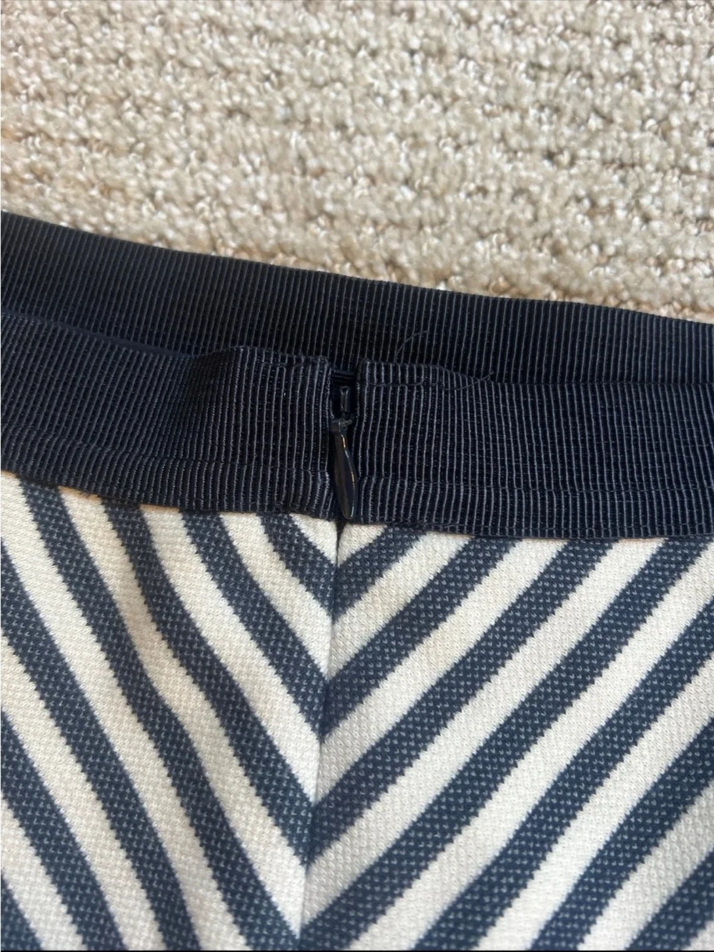 Ann Taylor Navy and White Chevron A-Line Skirt